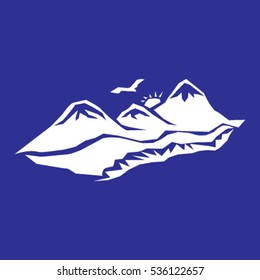 Vector mountains and green valley
