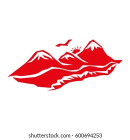 Vector mountains and green valley