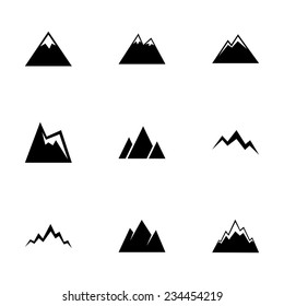 Vector mountains icon set on white background