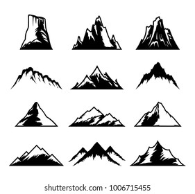 Vector mountains icons isolated on white