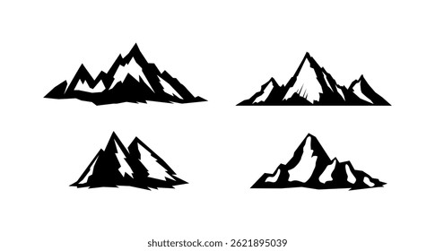 Vector Mountains Icons Isolated on White Background