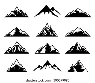 Vector mountains icons isolated on white