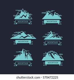 Vector mountains icons isolated on white
