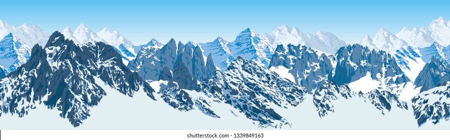 montañas vectoriales, panorama karakoram himalayan