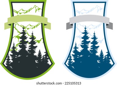 Vector mountains label emblem