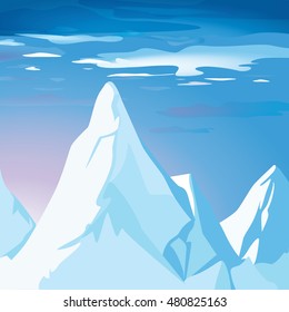 Vector mountains landscape, abstract blue panoramic view, vector illustration