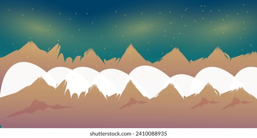 Vector of mountains landscape and white colors with gradual me color sky background and flat vector illustration