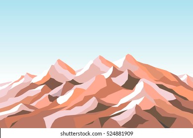 vector mountains logo sinai desert landscape outline illustration. blue sky