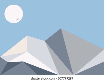 vector mountains moon peak landscape Geometry lowpoly eps10