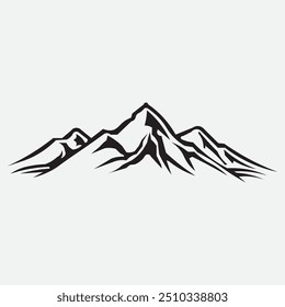 Montañas de Vector en la noche, ilustración de montañas con cielo nocturno