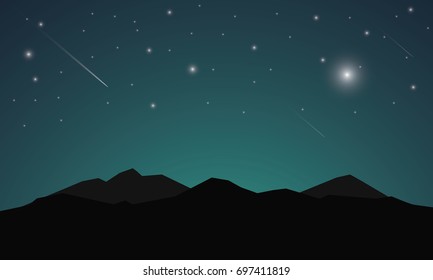 Vector mountains in the night landscape, Vector illustration design
