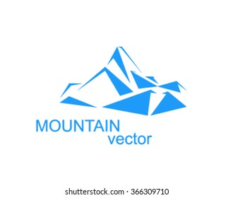 Vector mountains peak (Everest) logo.  Triangles art. Can be used as sports badge, emblem of mineral water, tourism banner, travel icon, sign, decor...  