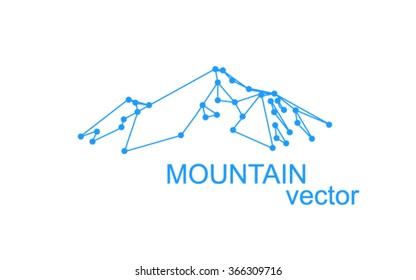  Vector mountains peak (Everest) logo. Points and lines.  Can be used as sports badge, emblem of mineral water, tourism banner, travel icon, sign, decor...  