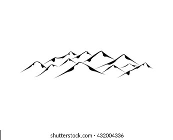 vector mountains peak logo alpine landscape outline  illustration
