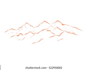 vector mountains peak logo alpine landscape outline illustration