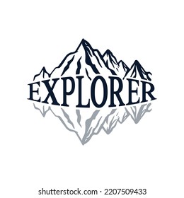 vector of mountains and pine trees, in line style. vector illustration for logo, web, t-shirt