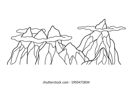 Vector mountains. For prints, poster, stickers, travel design. Isolated on white background.