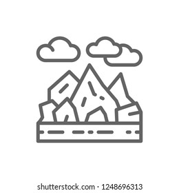 Vector mountains and rocks landscape line icon. Symbol and sign illustration design. Isolated on white background