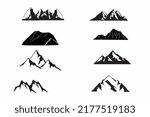 Vector mountains silhouette design set