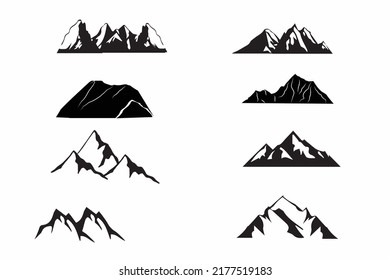 Vector mountains silhouette design set