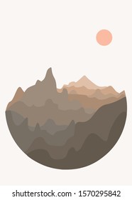 Vector mountains silhouette landscape. Beautiful abstract illustration. Print for poster, cover, banner, wallpaper.