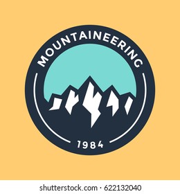 Vector mountains with snowy peaks.