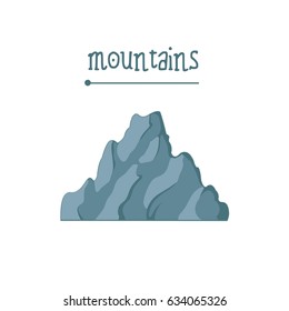 Vector mountains style cartoon logo for the game, mountain climbing, Hiking. Illustration on white background.