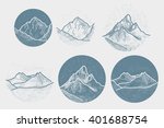 Vector Mountains Tattoo. Blackwork, dot work, hipster, geometry.