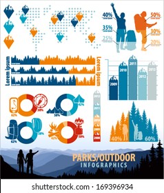 Vector Mountains Travel outdoor infographics with icons and elements