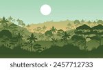 Vector mountains tropical rainforest Jungle background