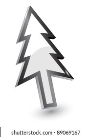 Vector mouse arrow pointers, Xmas tree version, 3d