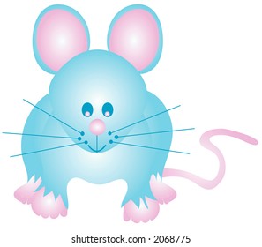 Vector mouse, blue and pink illustration is in easily scalable and editable EPS format.