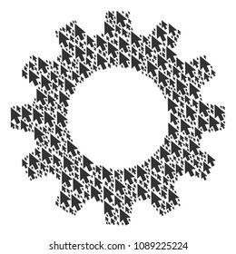 Vector mouse cursor icons are grouped into cogwheel illustration. Industrial design concept constructed of mouse cursor components.