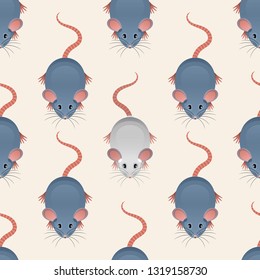 Vector mouse endless pattern. Endless texture with mice. 2020 New Year of the Rat.