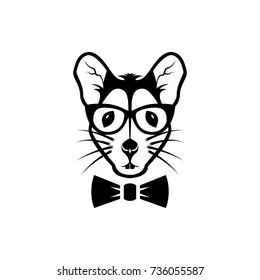 Vector mouse head, face  for retro logos, emblems, badges, labels template and t-shirt vintage design element. Isolated on white background
