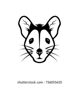 Vector mouse head, face  for retro logos, emblems, badges, labels template and t-shirt vintage design element. Isolated on white background