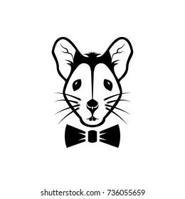 Vector mouse head, face  for retro logos, emblems, badges, labels template and t-shirt vintage design element. Isolated on white background