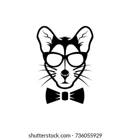 Vector mouse head, face  for retro logos, emblems, badges, labels template and t-shirt vintage design element. Isolated on white background