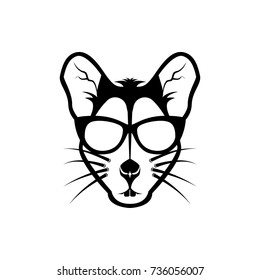 Vector mouse head, face  for retro logos, emblems, badges, labels template and t-shirt vintage design element. Isolated on white background