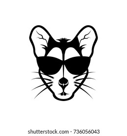 Vector mouse head, face  for retro logos, emblems, badges, labels template and t-shirt vintage design element. Isolated on white background