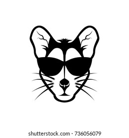 Vector mouse head, face  for retro logos, emblems, badges, labels template and t-shirt vintage design element. Isolated on white background