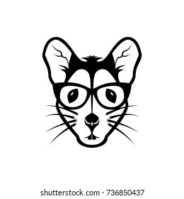 Vector mouse head, face  for retro logos, emblems, badges, labels template and t-shirt vintage design element. Isolated on white background