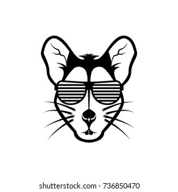 Vector mouse head, face  for retro logos, emblems, badges, labels template and t-shirt vintage design element. Isolated on white background