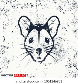 Vector mouse head on grunge background
