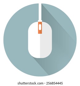 Vector mouse icon with long shadow.