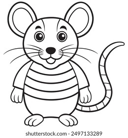 Vector mouse illustration of on white background. Jobs and occupations concept. Cartoon characters. Education and school kids coloring page, printable, activity, worksheet, flashcard