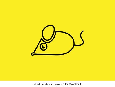 Logotipo del ratón vector Icono de la línea de rata negra aislado