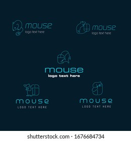 vector mouse logo bundle for your business ,in blue and white color with the mouse icon