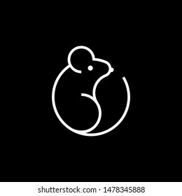 Vector Mouse Logo Design Template. Rat, mouse, mice lineart design.