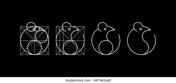 Vector Mouse Logo Design Template. Rat, mouse, mice icon lineart design.